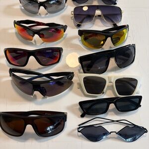 Mixed Lot of Sunglasses - Assorted Black, White, Yellow, Red Mirrored Lenses